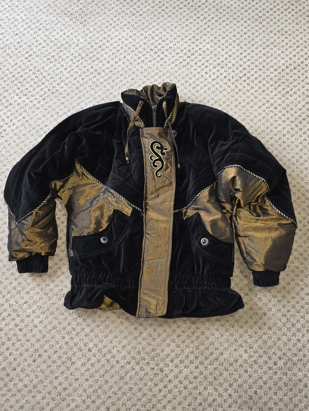 Vintage Oversized Karizma Black & Metallic Gold Jacket